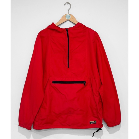 L.L. Bean Other - L.L.Bean Red Nylon Anorak Parka Pullover Vintage Windbreaker Jacket Men's Size M